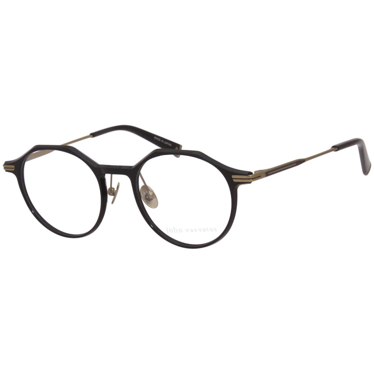 John Varvatos V413 Eyeglasses Men`s Black Full Rim Round Optical Frame 49mm