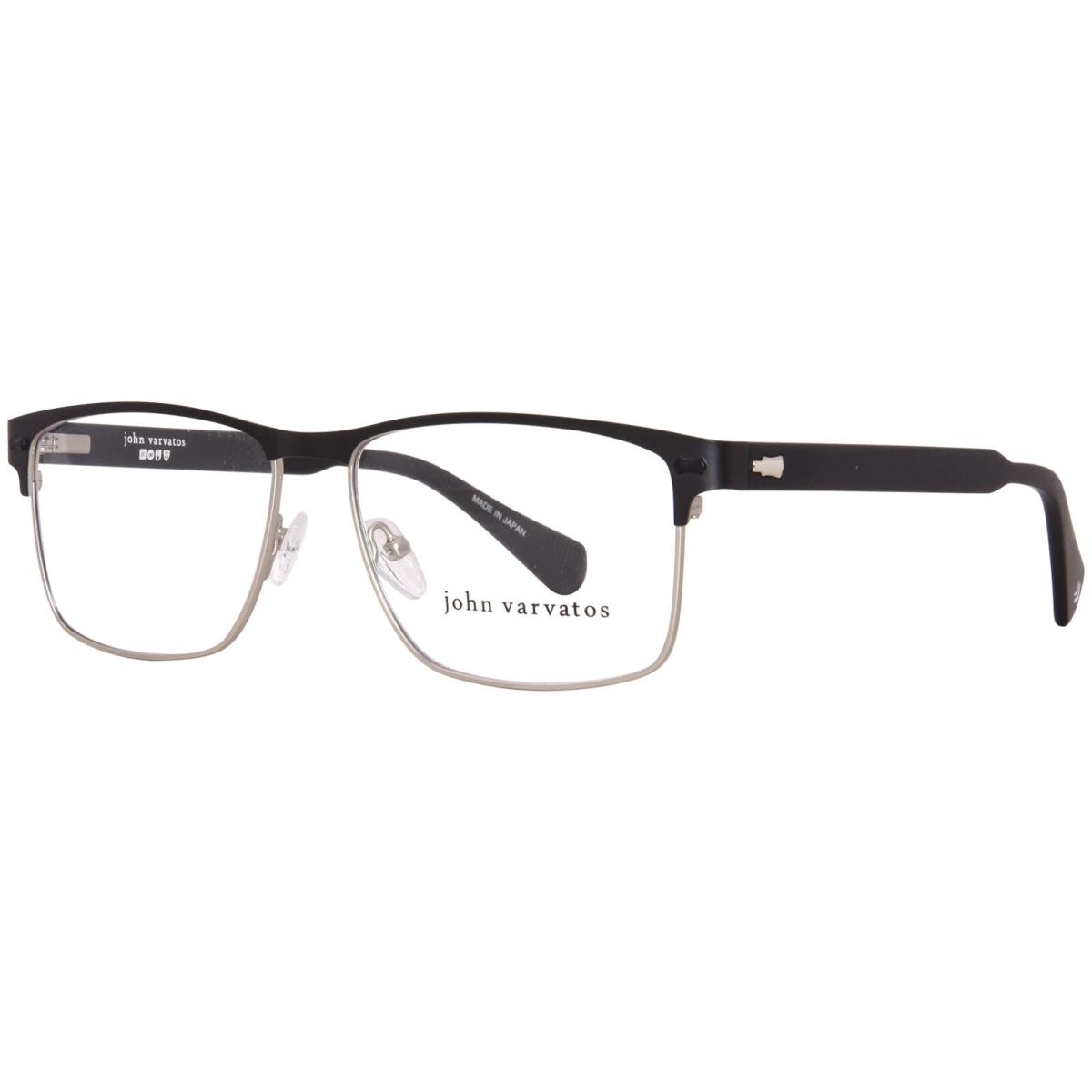 John Varvatos VJV194 Eyeglasses Men`s Black/silver Full Rim Square Shape 55mm