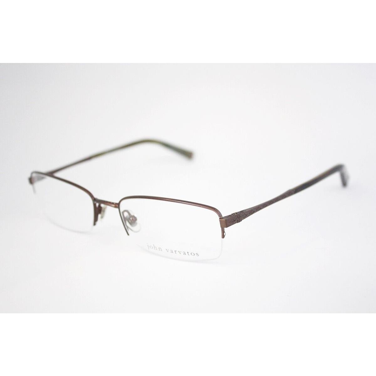 John Varvatos V122 Eyeglasses Frame Antique Brown 53mm Japan Half Rimless