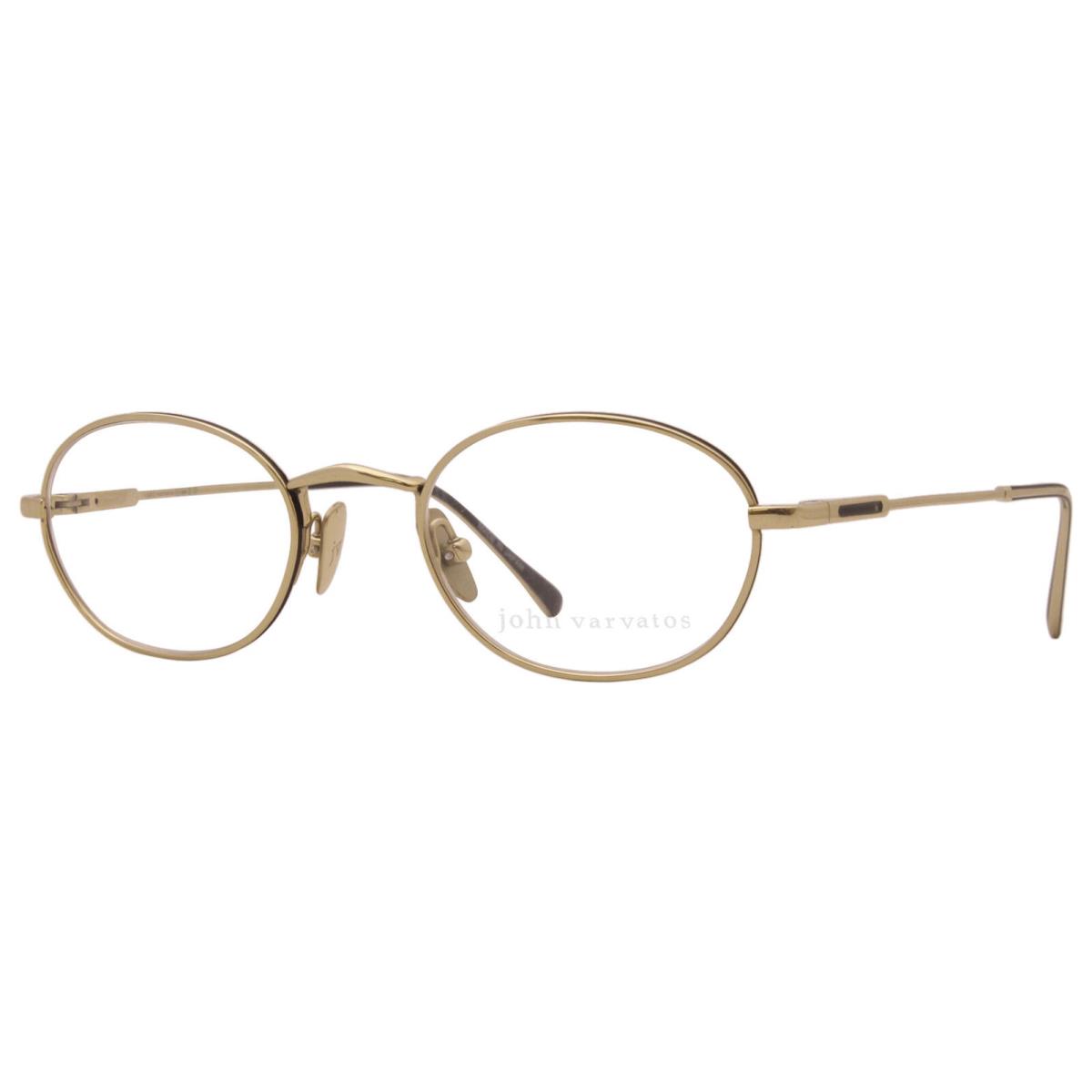 John Varvatos V185 Eyeglasses Men`s Gold Full Rim Round Optical Frame 46mm