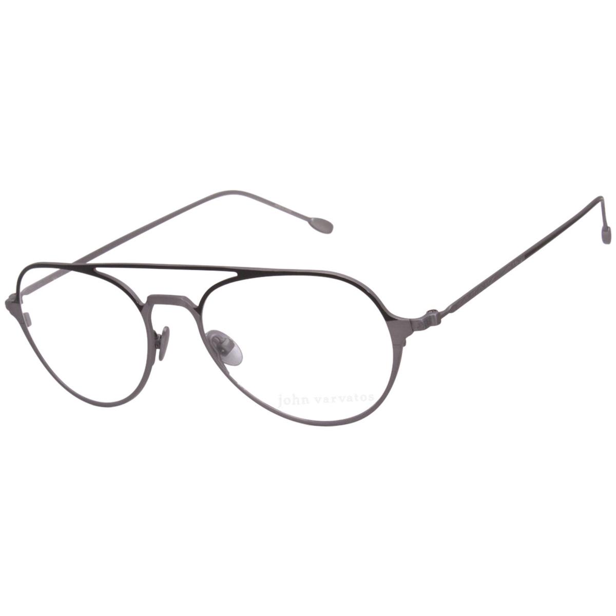 John Varvatos V164 Eyeglasses Men`s Gunmetal Full Rim Pilot Optical Frame 53mm