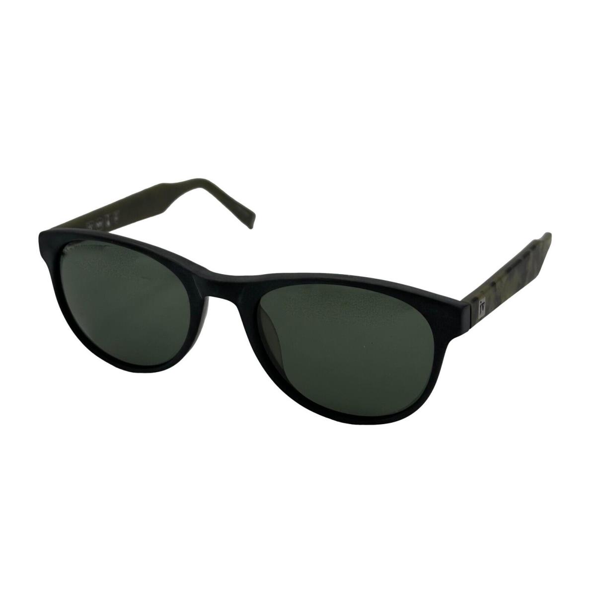 John Varvatos Mens Black Camo Plastic Square Sunglass V502 Green Lens