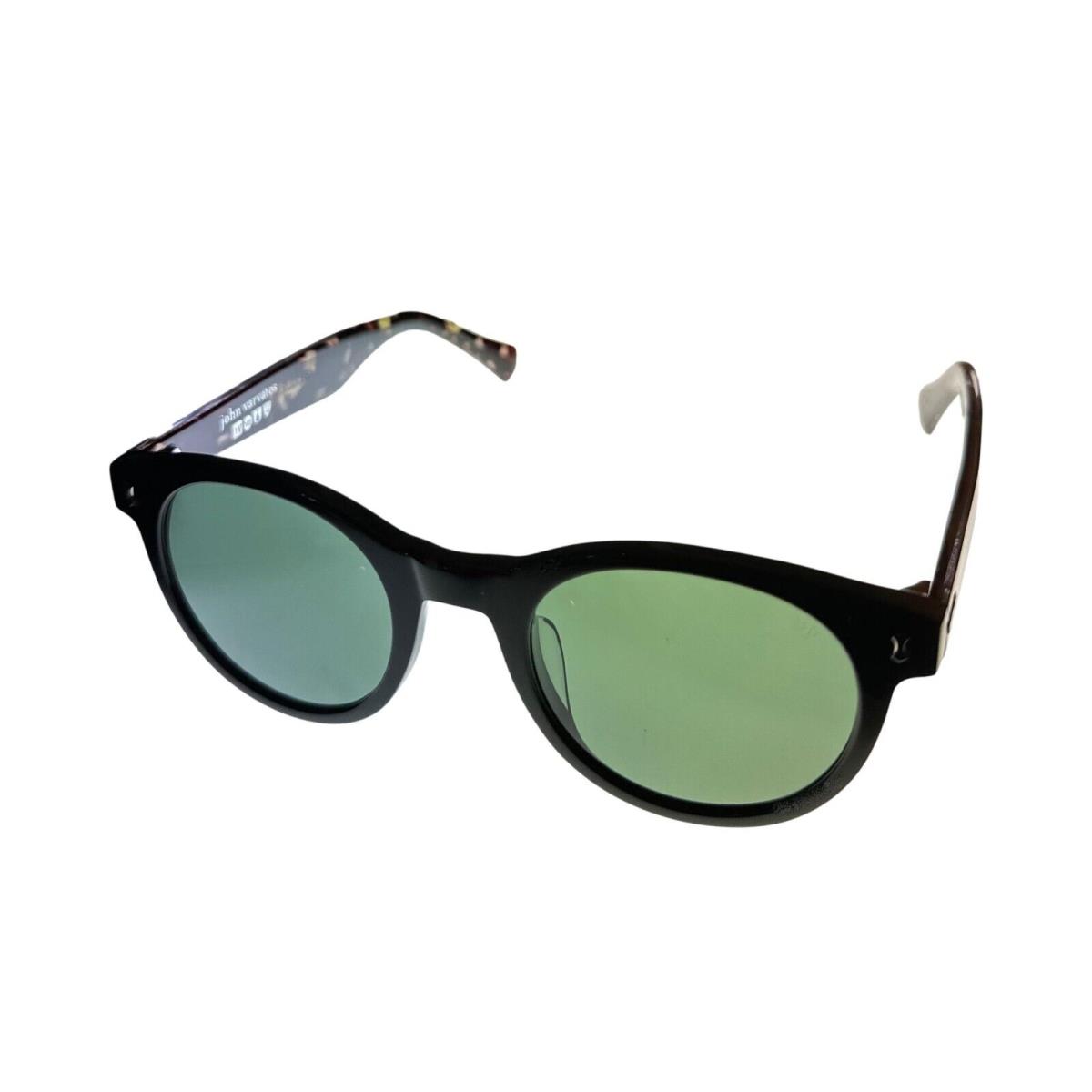 John Varvatos Mens Black Plastic Round Sunglass V542. Green Lens