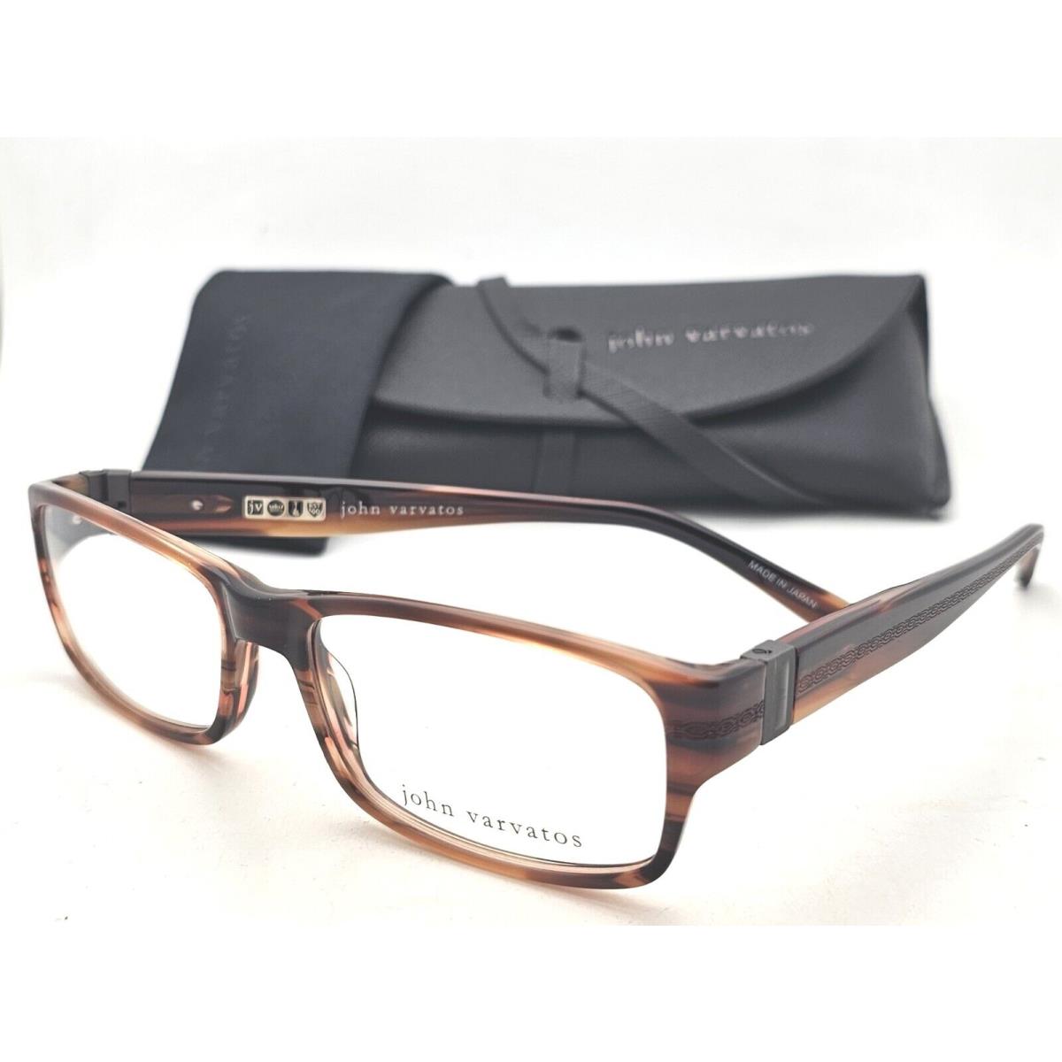 John Varvatos Eyeglasses V339 55-16 140 Brown Striped Tortoise Frames