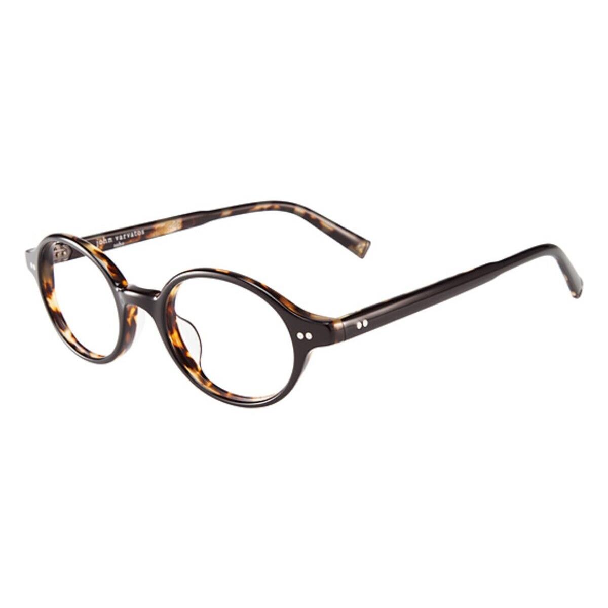 John Varvatos Eyeglasses JV V206 46 mm Black Tort Tortoise Round - Made in Japan