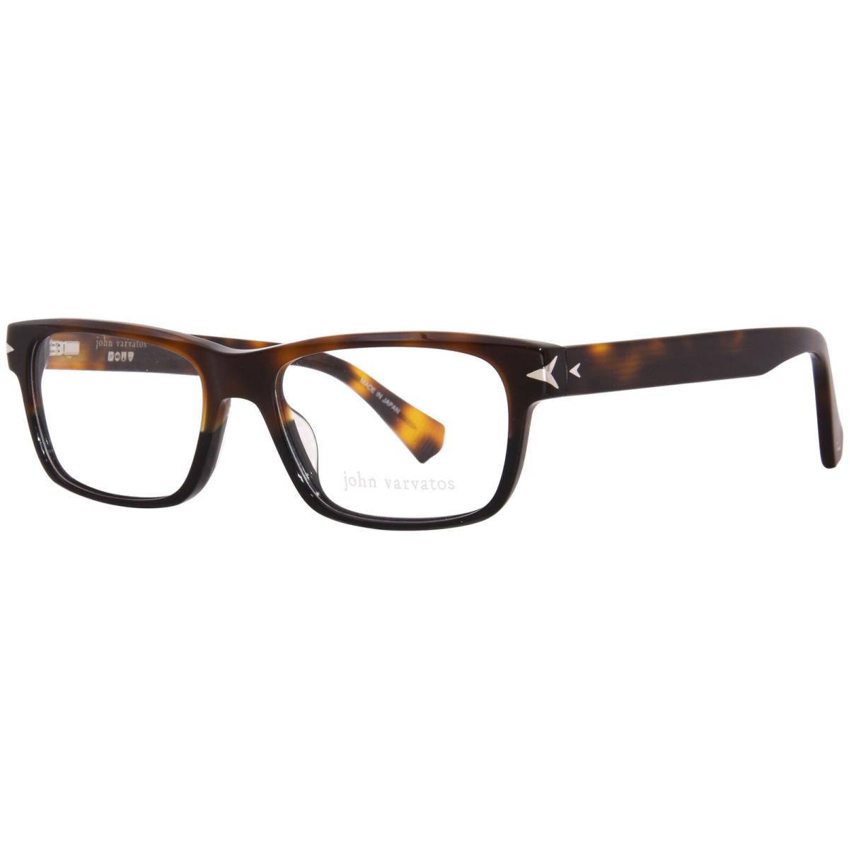 John Varvatos VJV430 Eyeglasses Frame Men`s Havana Full Rim Rectangle Shape 53mm