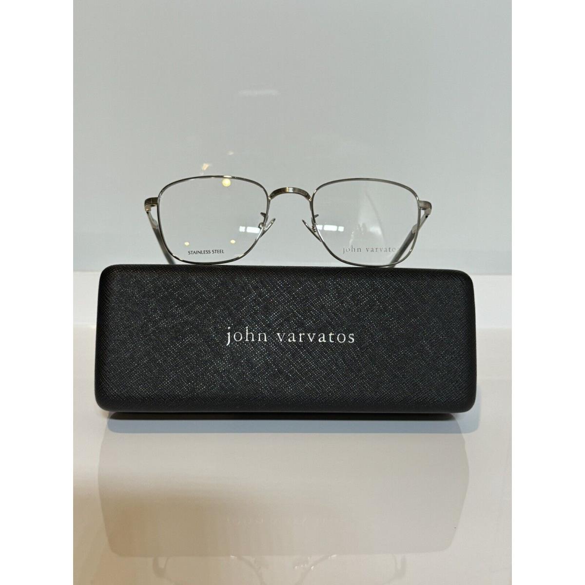 John Varvatos V177 Silver Square Metal Unisex Eyeglasses 51mm