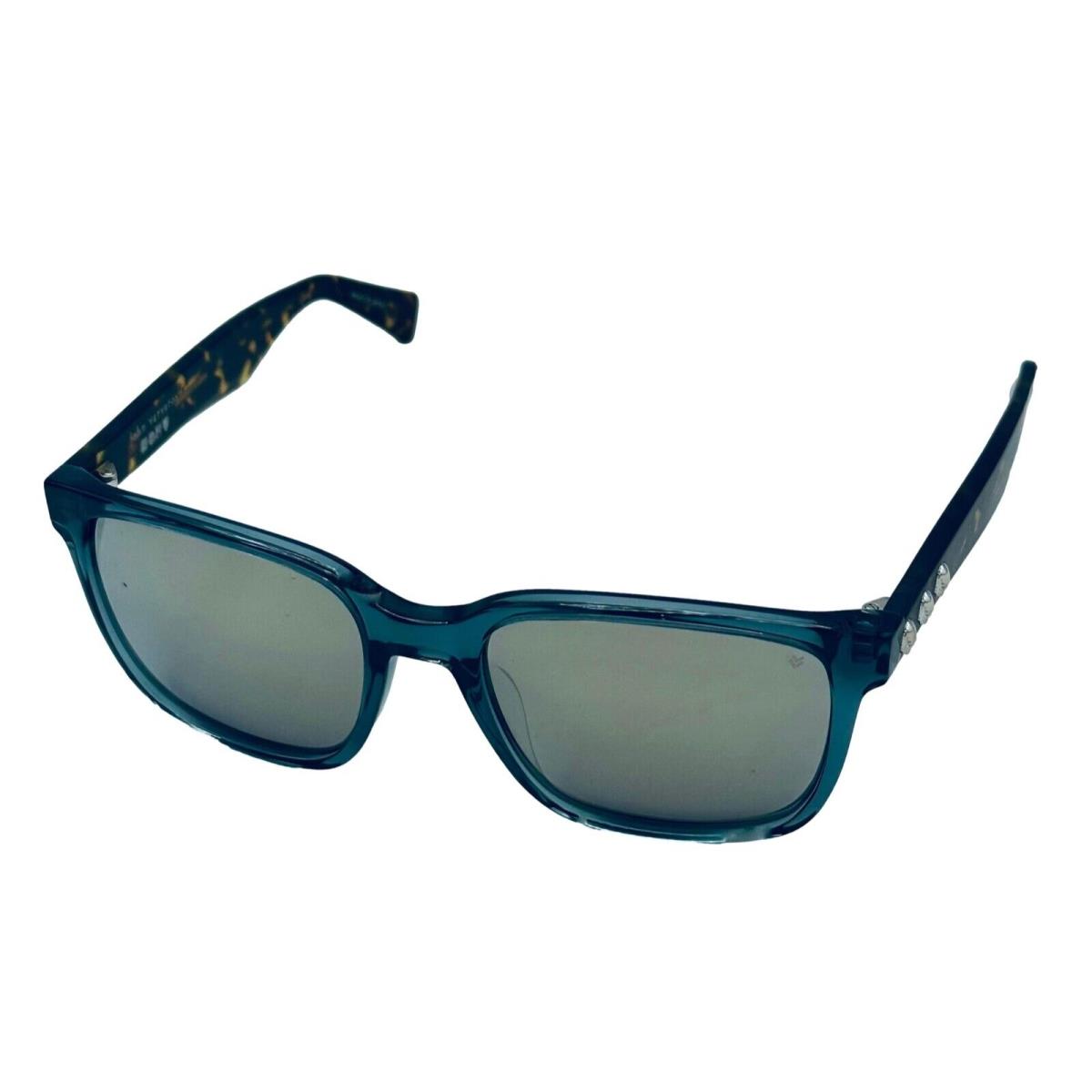 John Varvatos Mens Blue Crystal Plastic Sqaure Sunglass Mirror Lens SJV554