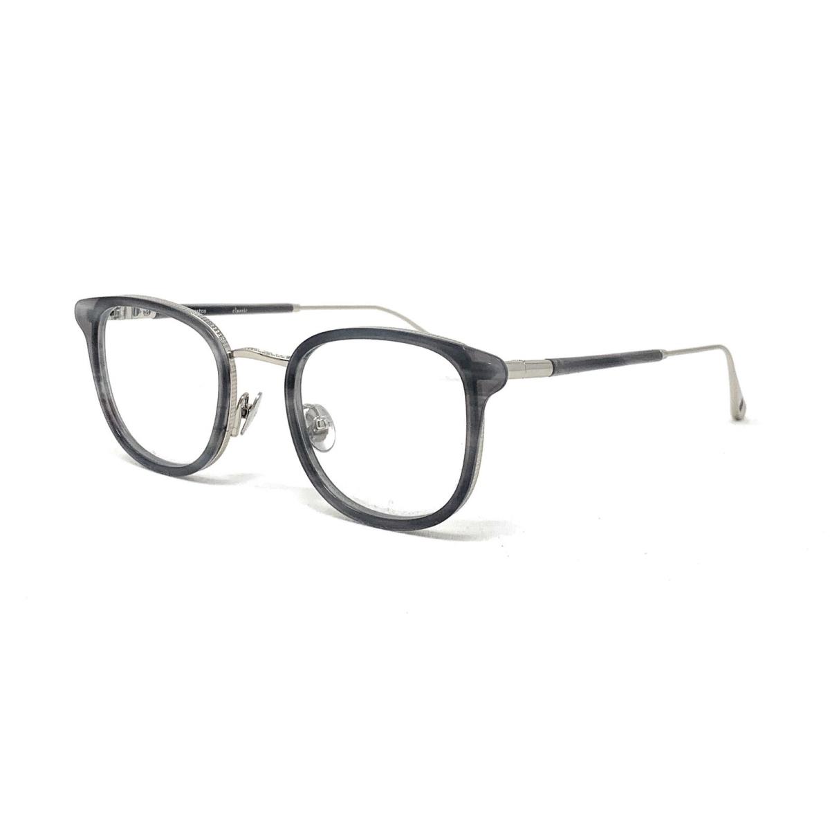 John Varvatos Men`s Eyeglass Frames V410 Smoke Silver Acetate Round 49mm