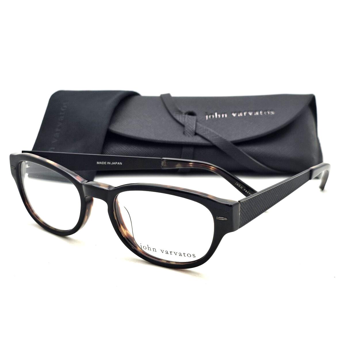 John Varvatos Eyeglasses V355 UF 51-18 Black Tortoise Frames Bullet Hinges