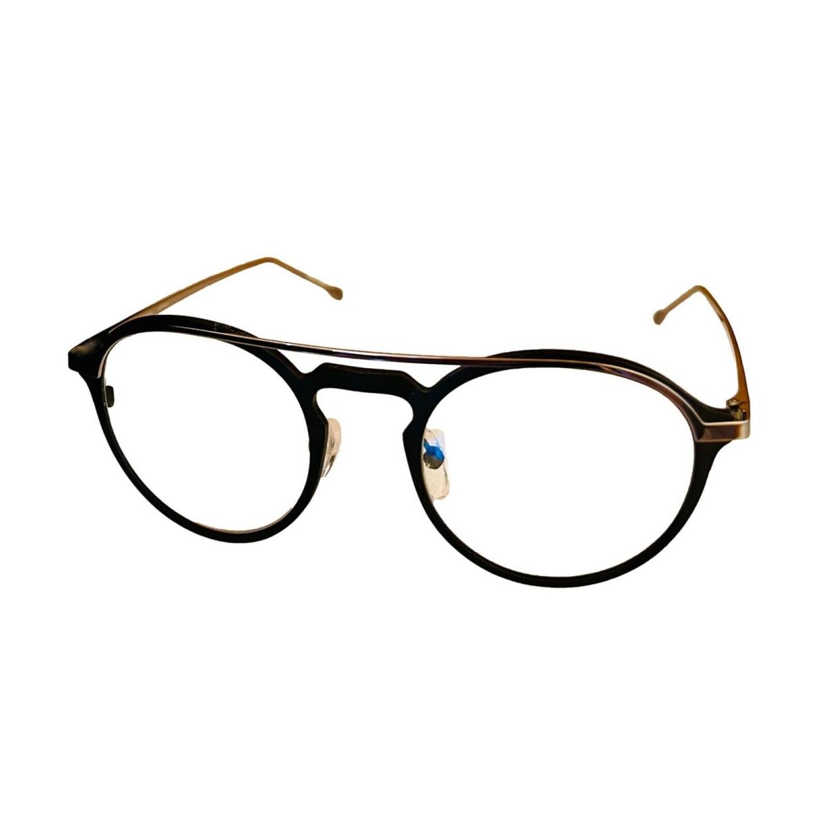 John Varvatos Mens Matte Black Gold Round Metal Eyewear Frame V160 50mm