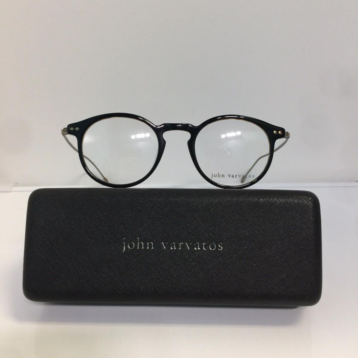 John Varvatos V377 Black/tortoise Round Plastic Eyeglasses 48mm