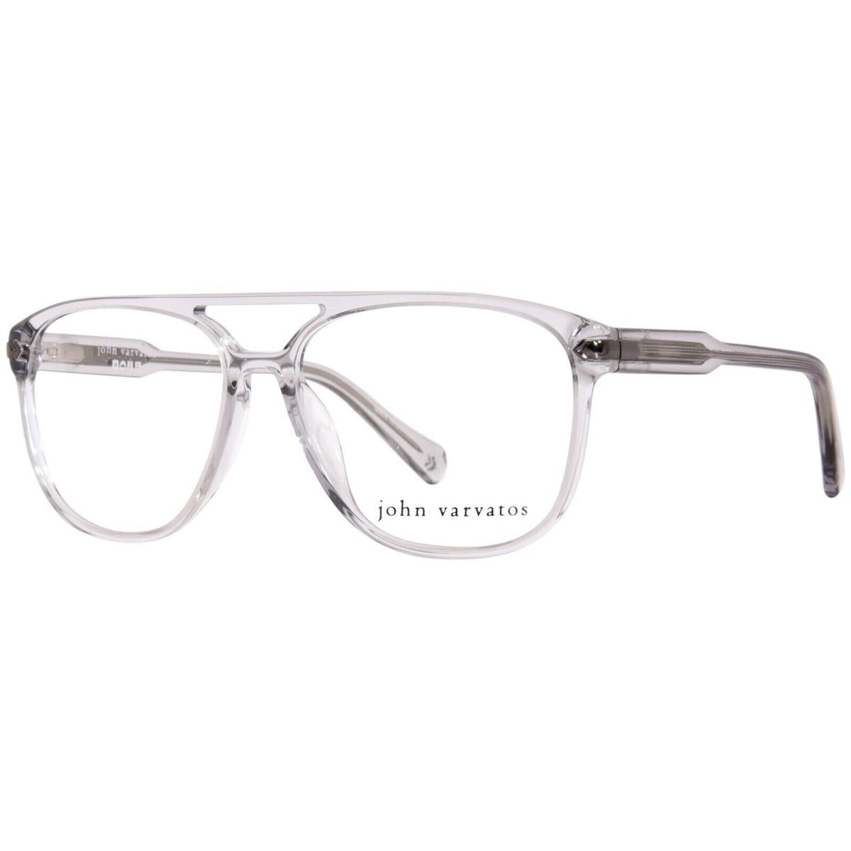 John Varvatos Eyeglasses VJV424 56mm Smoke Grey Transparent Pilot Made in Japan - Frame: Smoke Grey Transparent Crystal