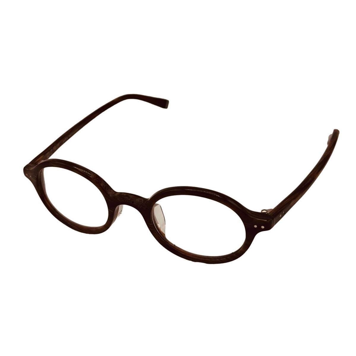 John Varvatos Mens Brown Horn Plastic / Metal Round Eyewear Frame V322. 44mm