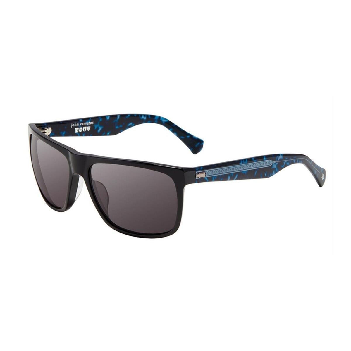 John Varvatos Sunglasses V543 61mm Black / Blue Tortoise Grey - Made in Japan - Frame: Black, Lens: Grey