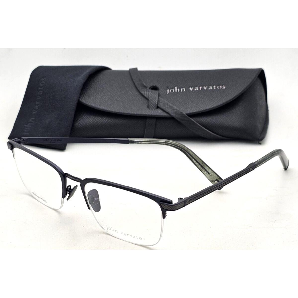 John Varvatos Rx-able Eyeglasses V167 53-19 145 Matte Navy Leather Frames