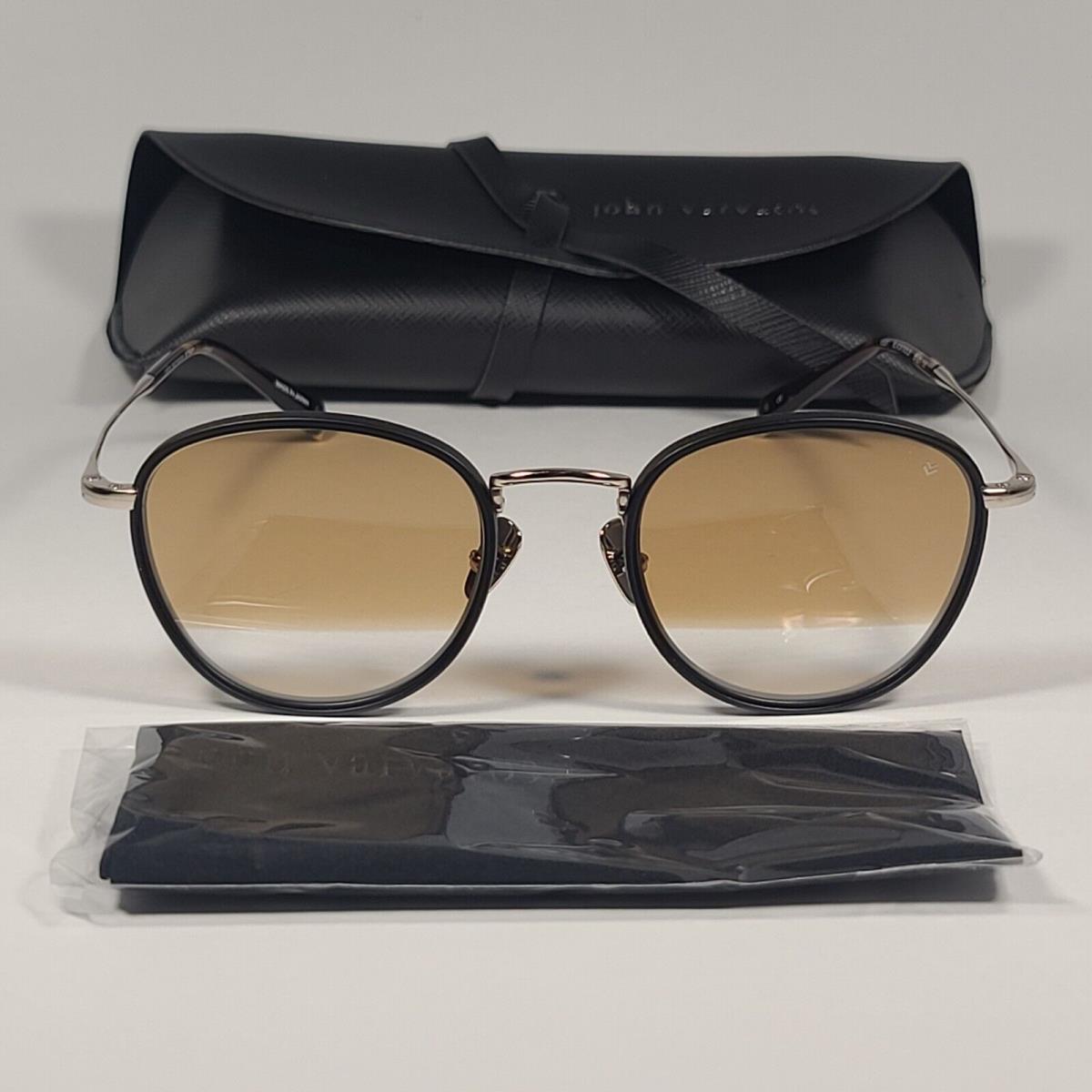 John Varvatos Men`s Sunglasses V531 Black Gold Frame / Two Tone Gold Clear 51mm