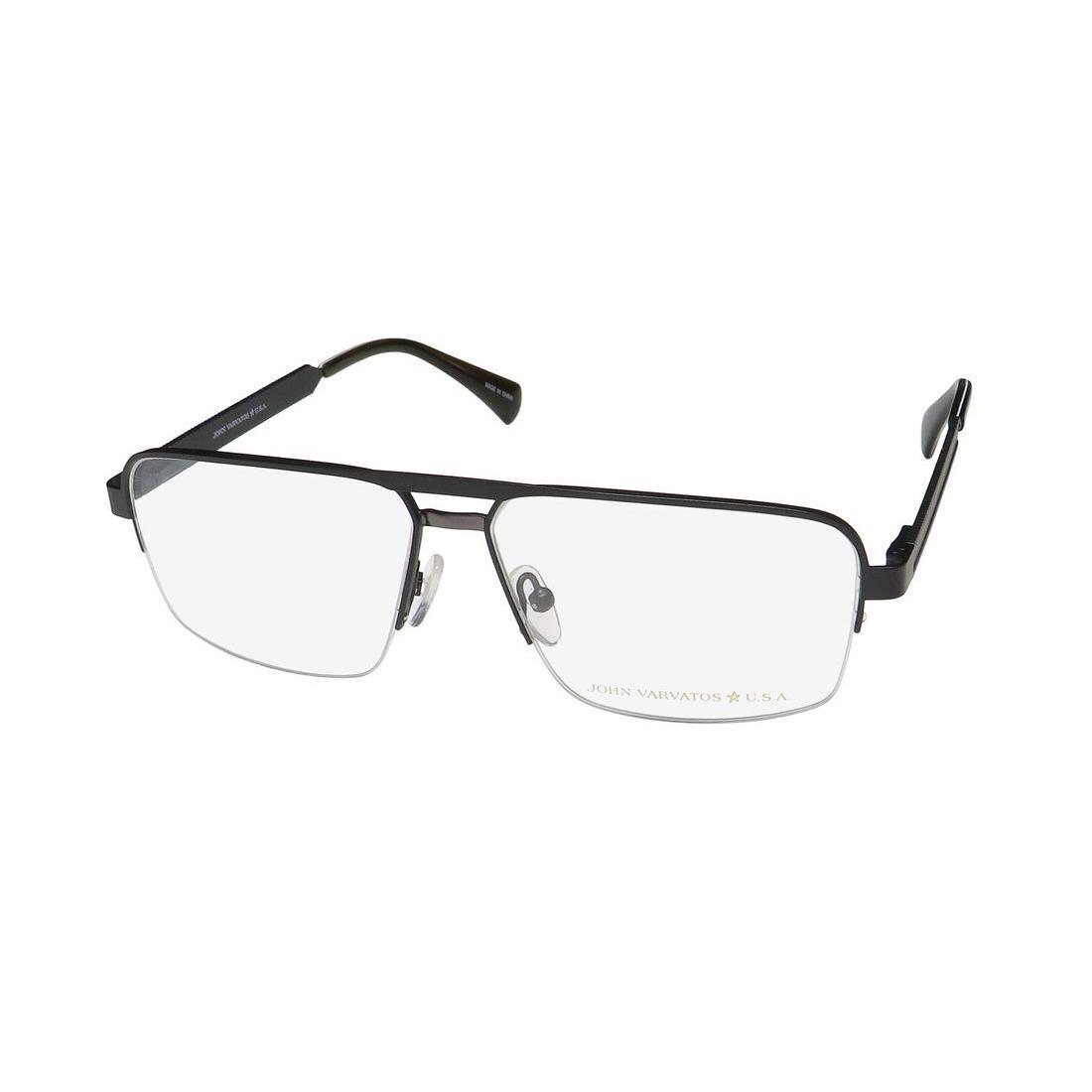 John Varvatos VJVC005 Eyeglasses 57-13-145 Shield Half-rim Black Metal