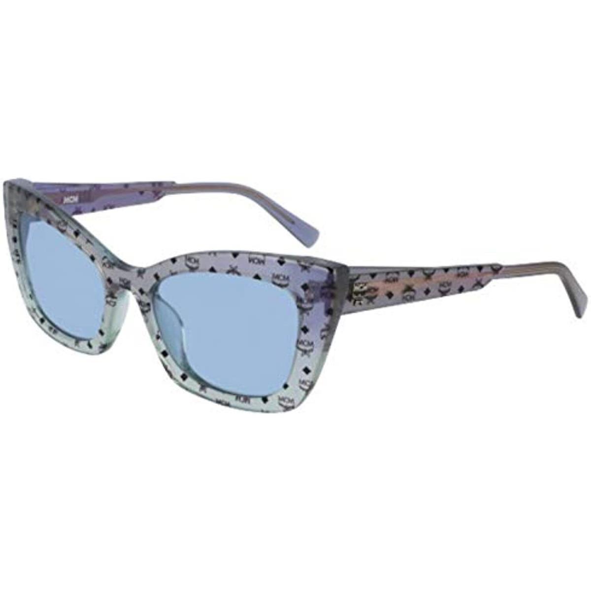 Mcm 682S 417 Blue/aqua Iridescent Visetos Sunglasses with Blue Lenses