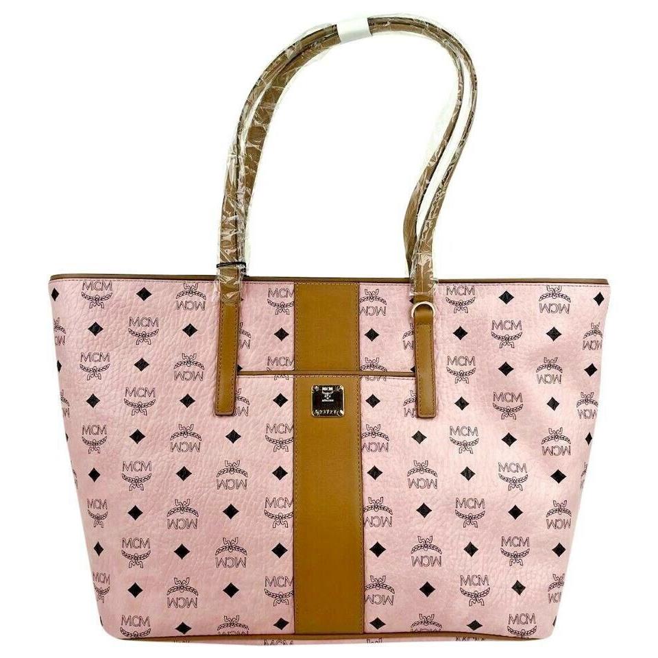 Mcm Anya Pink Monogram Visetos Canvas Medium Shopper Tote MWPBAFO01PZ001