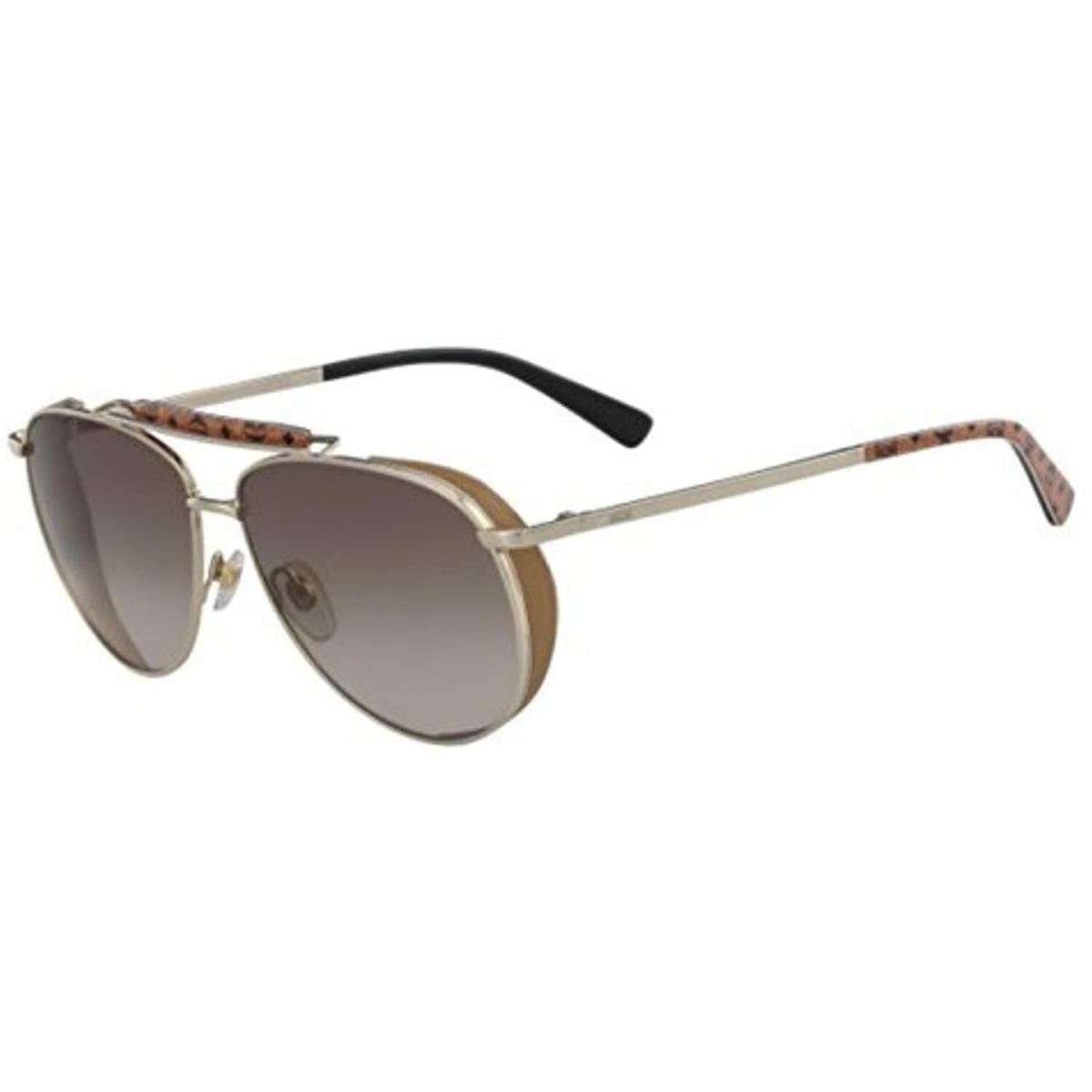 Mcm 119S 722 Gold Aviator Sunglasses with Cognac Visetos Mcm Case