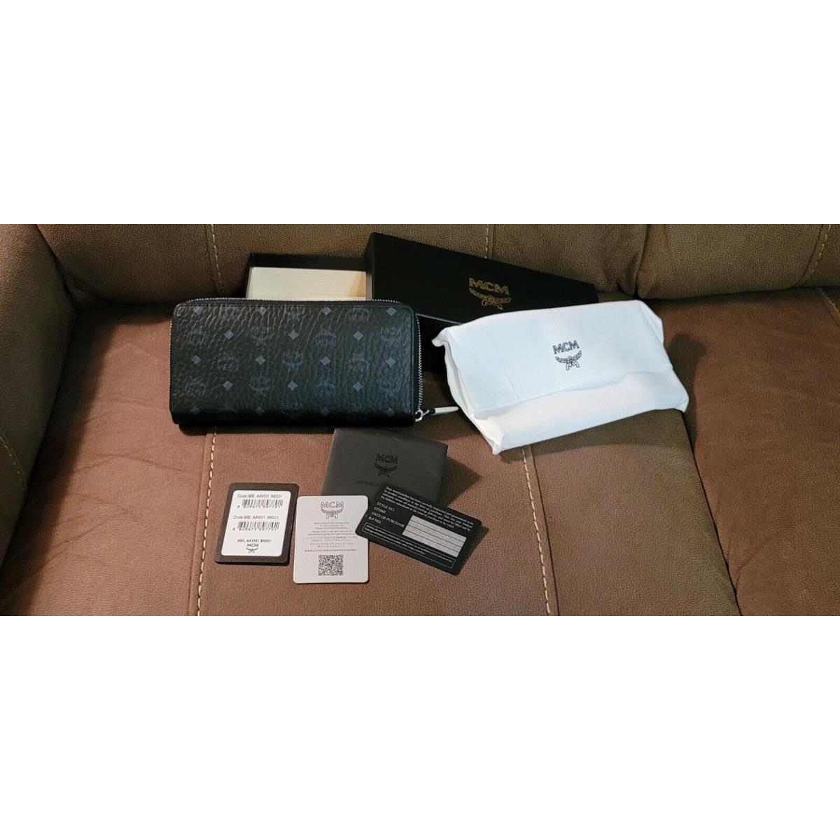 Mcm Large Spectrum Diamond and Visetos Zip Around Wallet Clutch