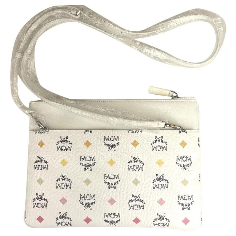 Mcm White Rainbow Visetos Coated Canvas Crossbody Pouch Bag MYZCATA08WT001