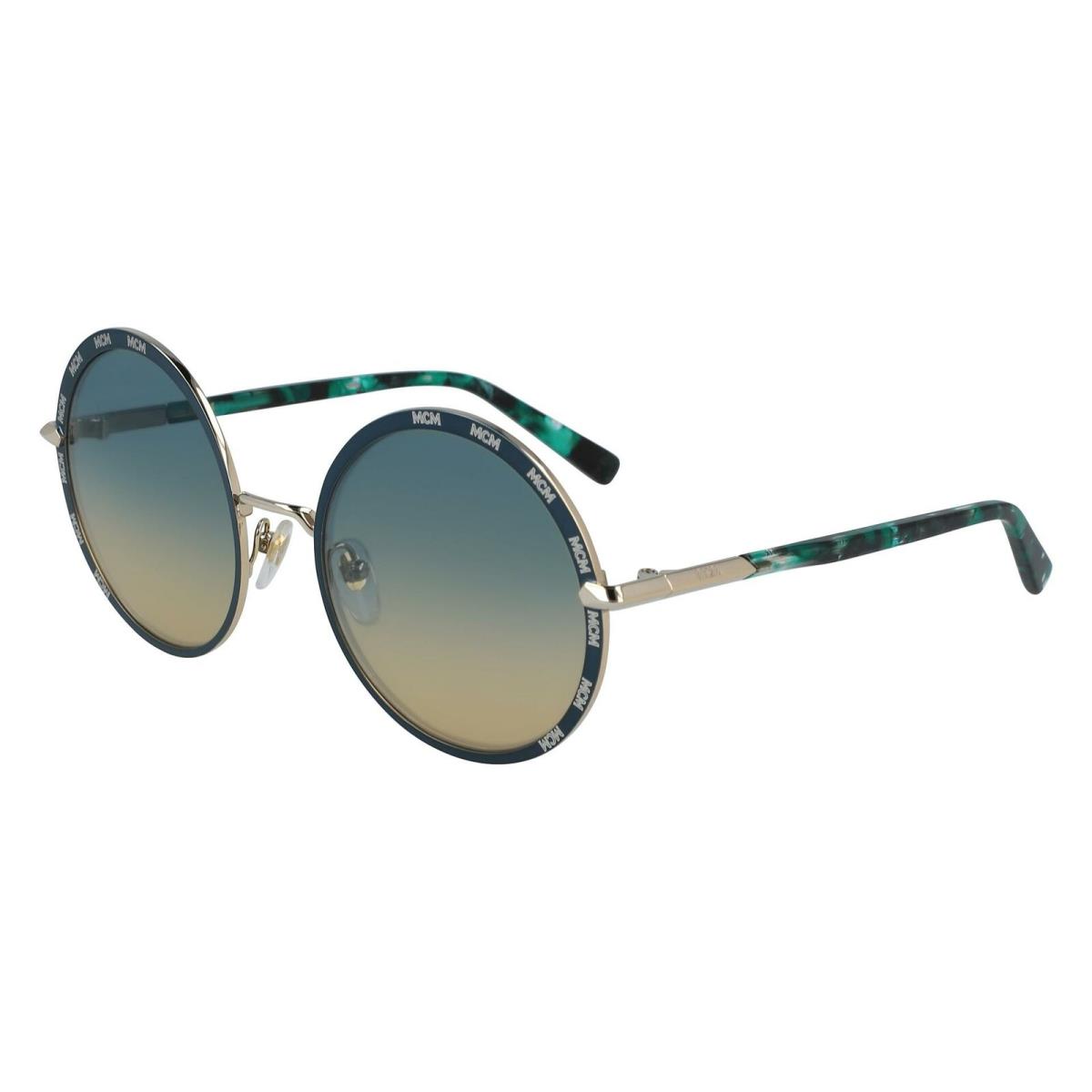 Mcm 127S 736 Shiny Gold Petrol Sunglasses with Green Marble Temples Case