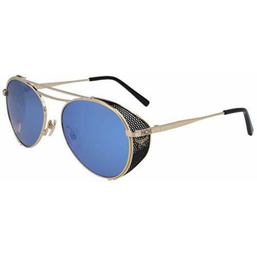 Mcm 129S 740 Shiny Gold Blue Mirror Lenses 56mm with Mcm Case