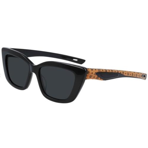 Mcm 704SL 003 Black Cognac Visetto Sunglasses with Grey Lenses Mcm Case