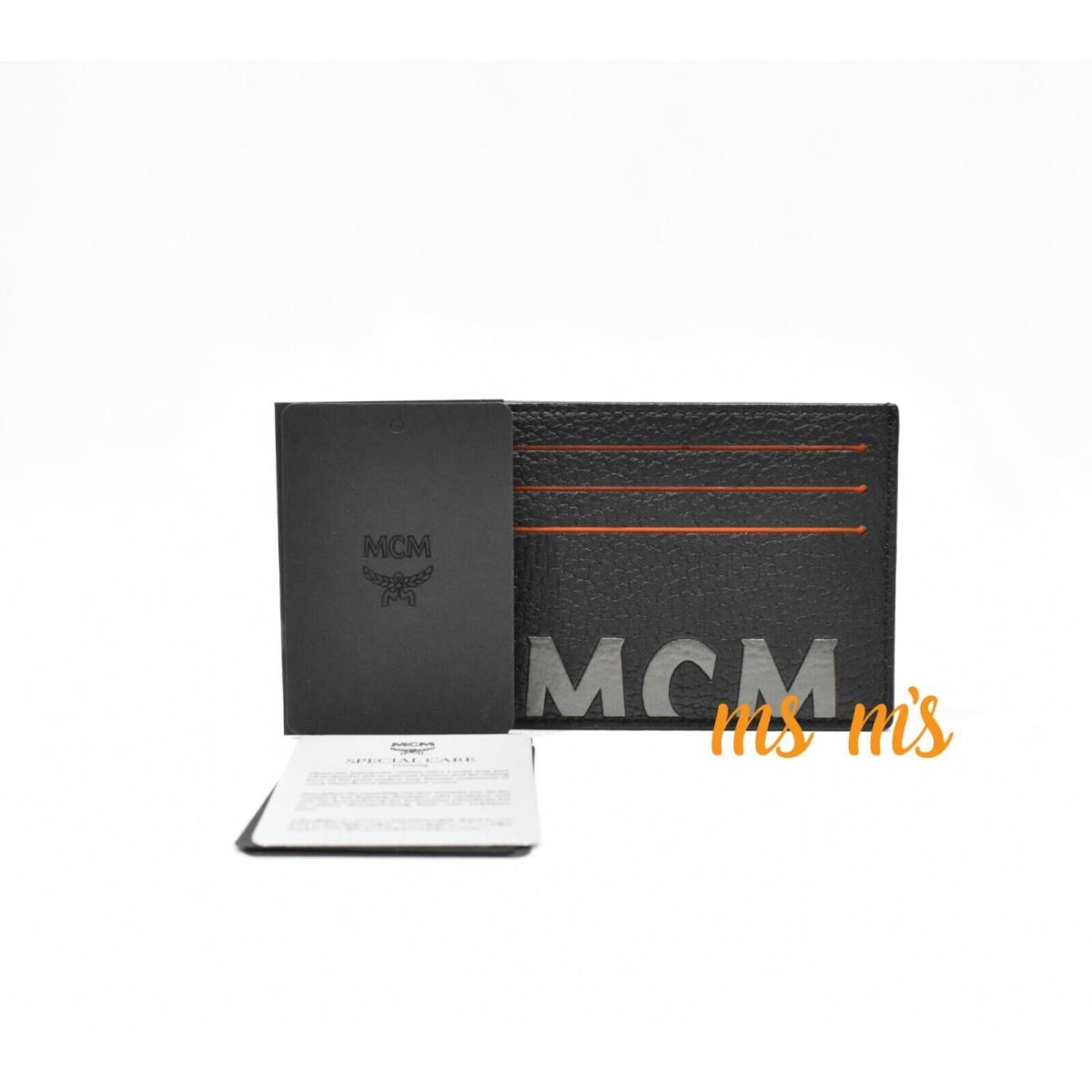 Mcm Black Orange Big Logo Card Case Holder