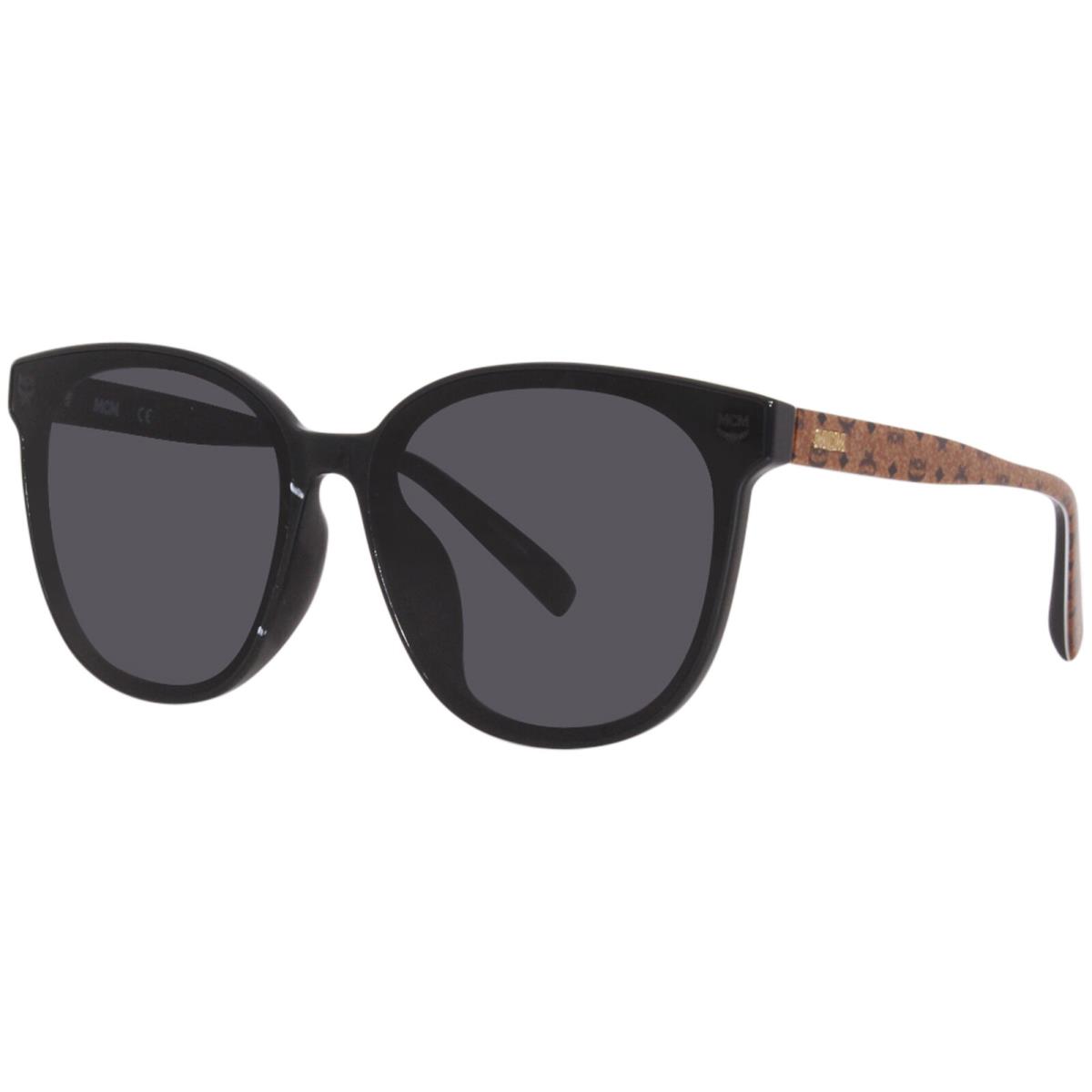 Mcm MCM719SLB 005 Sunglasses Women`s Black/cognac Visetos/grey Round Shape 66mm