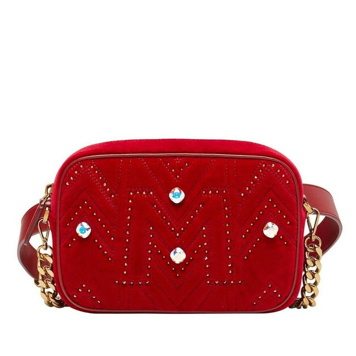 Mcm Red Velvet Crystal Studs Crossbody Camera Belt Bag MYZ9SVZ01RJ001