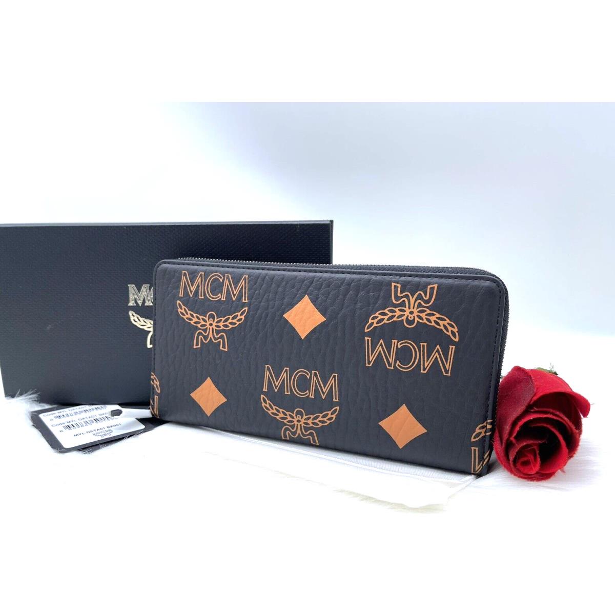 Mcm Aren Maxi Monogram Visetos Zip Around LG Coated Canvas Wallet