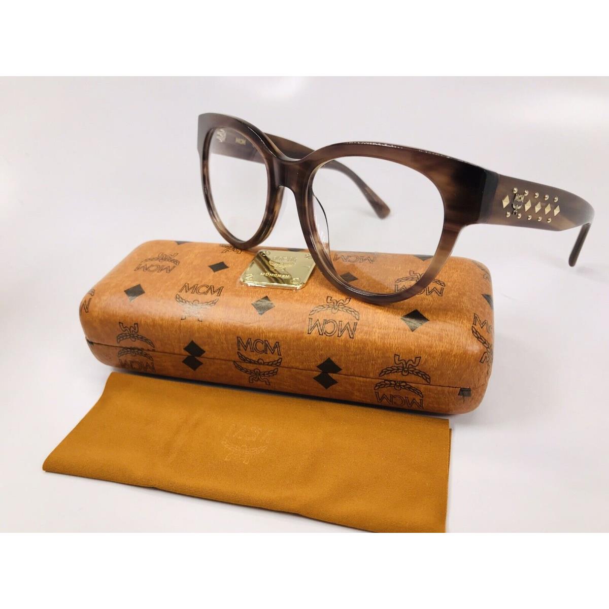 MCM2613 216 Striped Brown with Gold Eyeglasses 52mm with Case Cloth