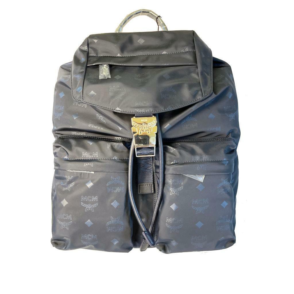 Mcm Dieter Monogrammed Two-pocket Navy Blue Nylon Backpack Muk 7ADT19 VA001