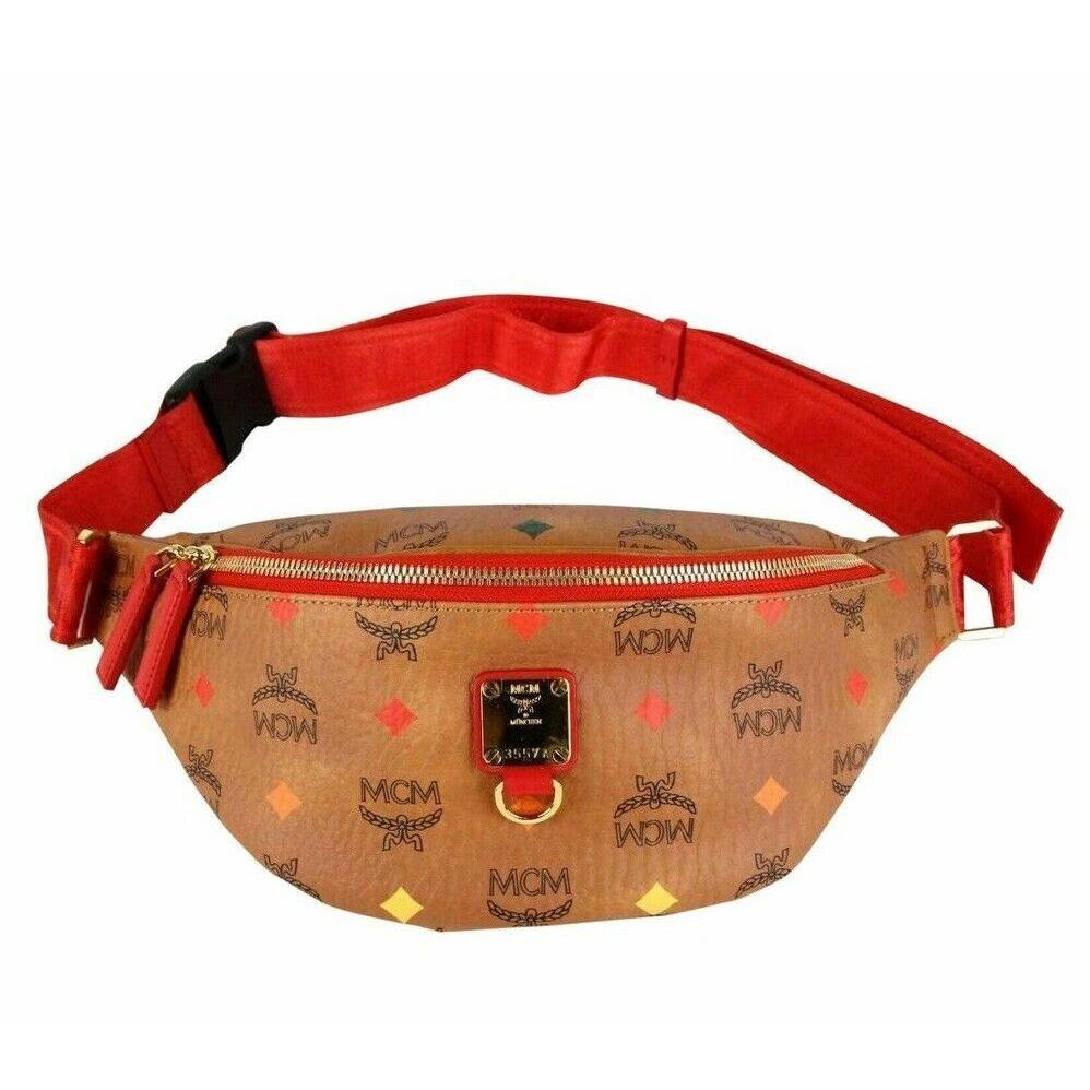 Mcm Stark Belt Bag in Skyoptic Visetos Cognac Multicolor Muz 9SF126 CA001