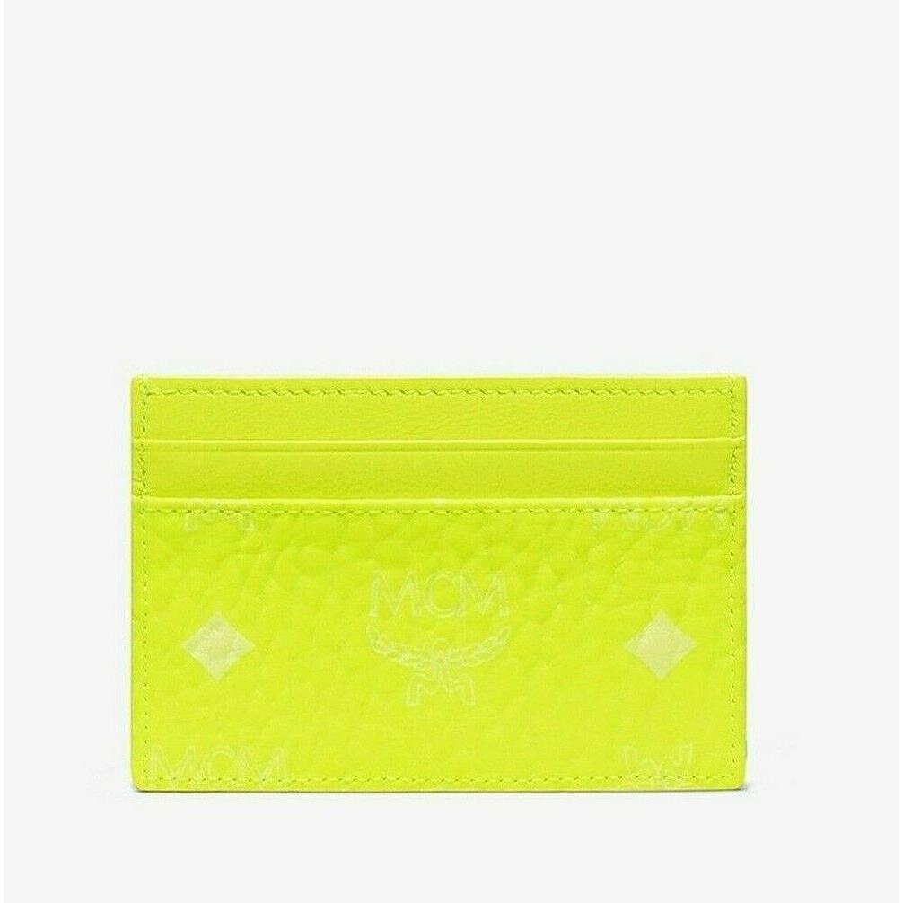 Mcm Card Case Holder in Visetos Coated Canvas Neon Yellow MXA9AVI72YN001