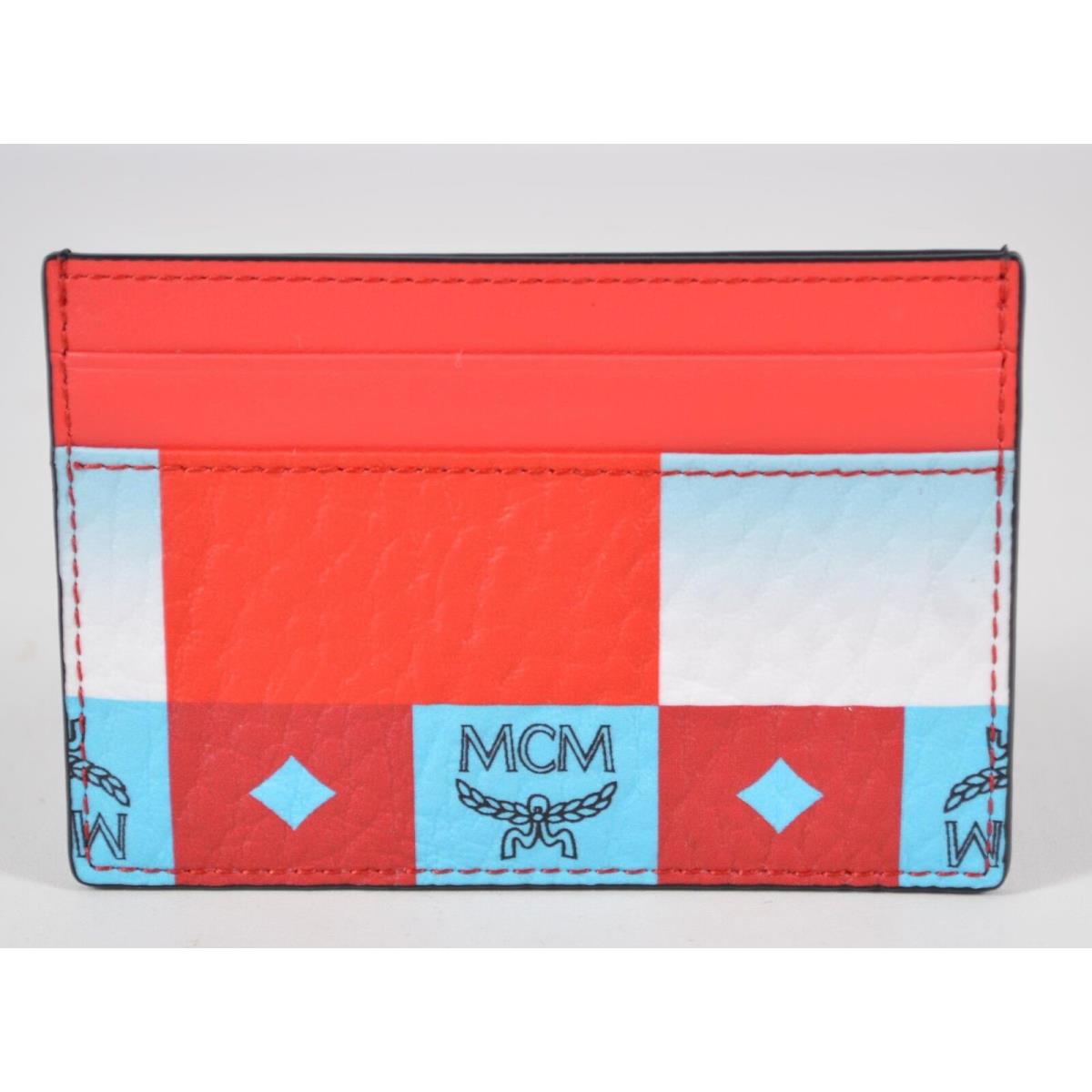 Mcm Unisex Aren Checkerboard Visetos Canvas Card Case Mini Wallet