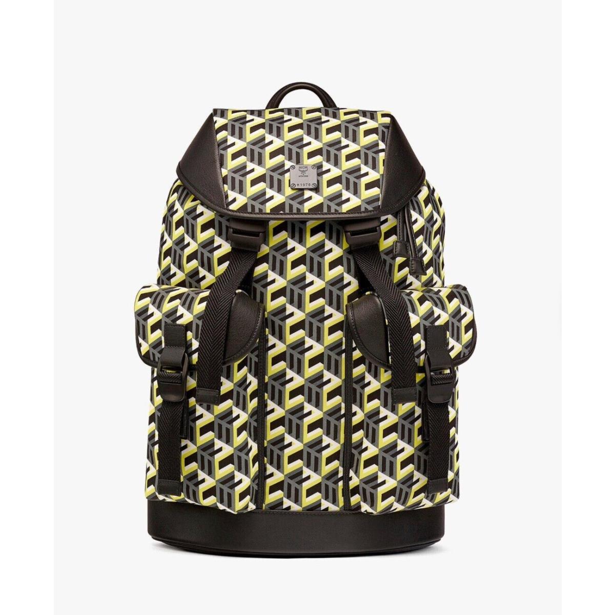 Mcm Brandenburg Yellow/black Cubic Monogram Nylon Backpack MMKCSCK01YW001