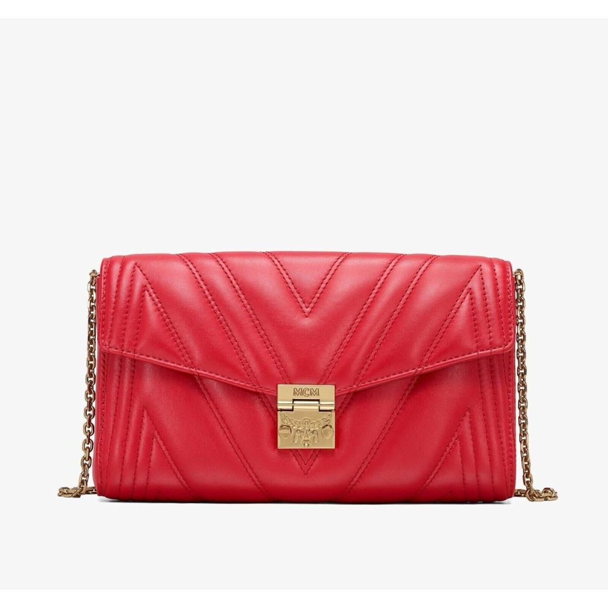 Mcm Millie Crossbody Chain Bag in Red Quilted Leather MYZ9AME42RU001