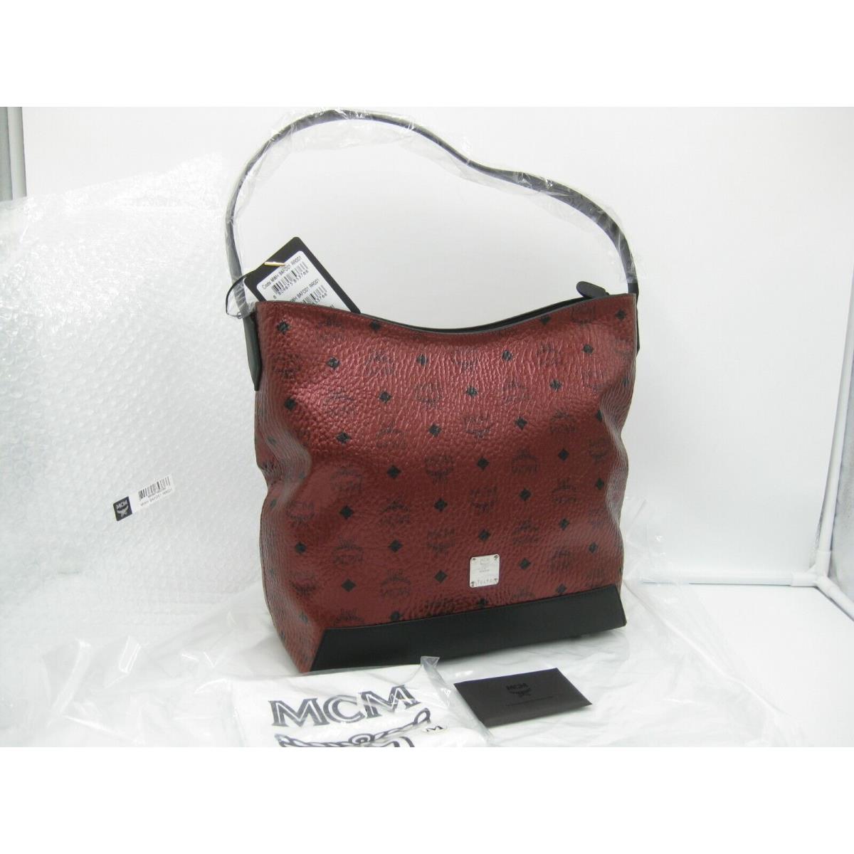 Mcm Medium Spot Visetos Leather Hobo Bag Scooter Red Insured Sig. Confirm