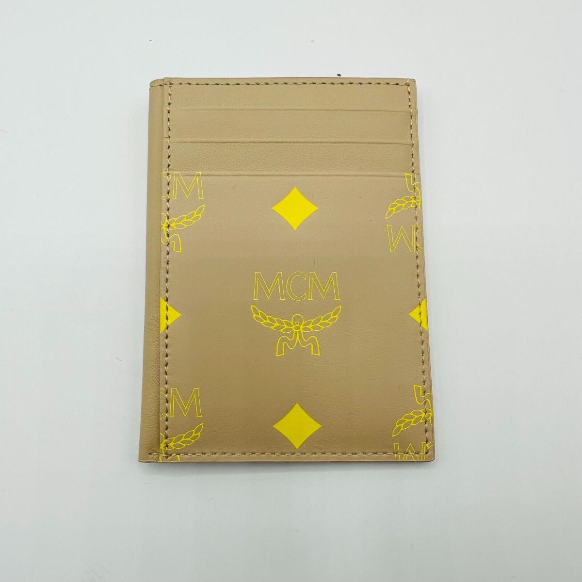 Mcm Beige Card Holder in Yellow Color Splash Logo Leather MXACSSX01I6001