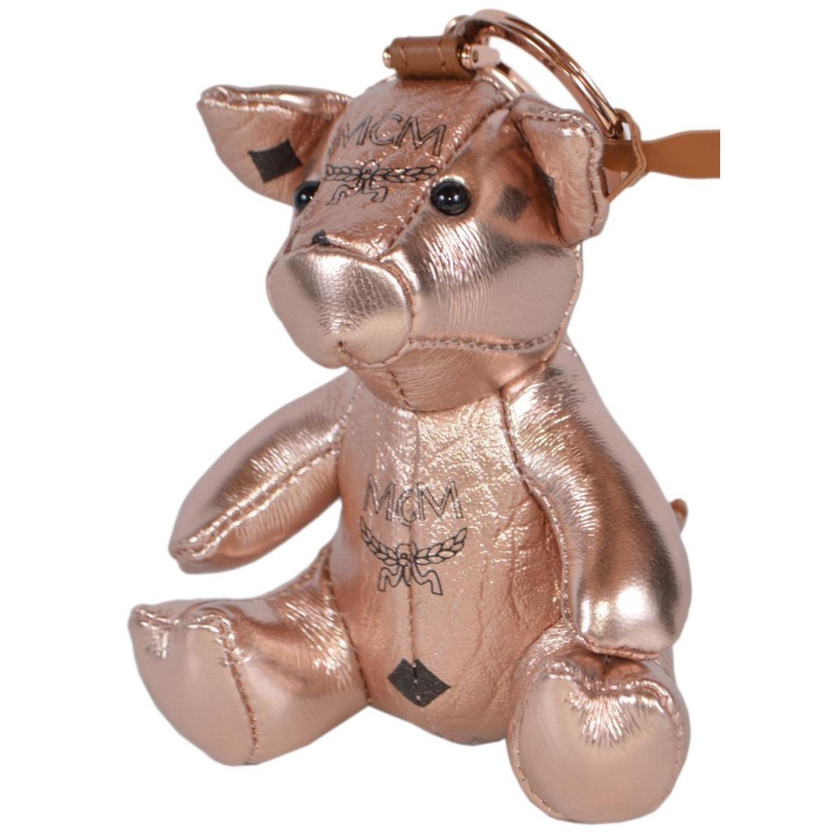 Mcm Zoo Champagne Gold Visetos Pig Keychain Ring Charm