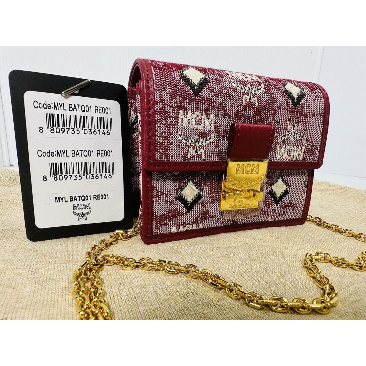 Mcm Vintage Jacquard Monogram Card Wallet on Chain Crossbody Bag