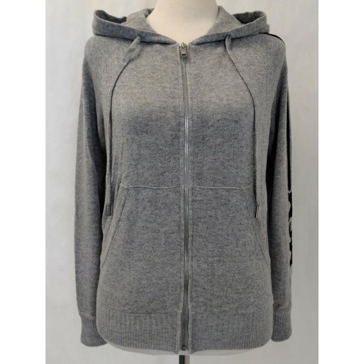 Mcm Women`s Gray Cashmere Zip Up Jacket with Black Logo S MFJ7AMM22EG