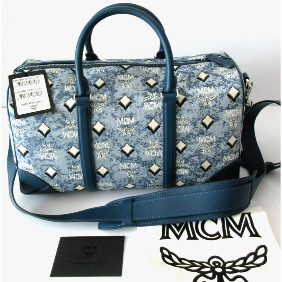 290 Mcm Vintage Jacquard Monogram Medium/lrg Duffle Travel Bag MWBCATA01LU001