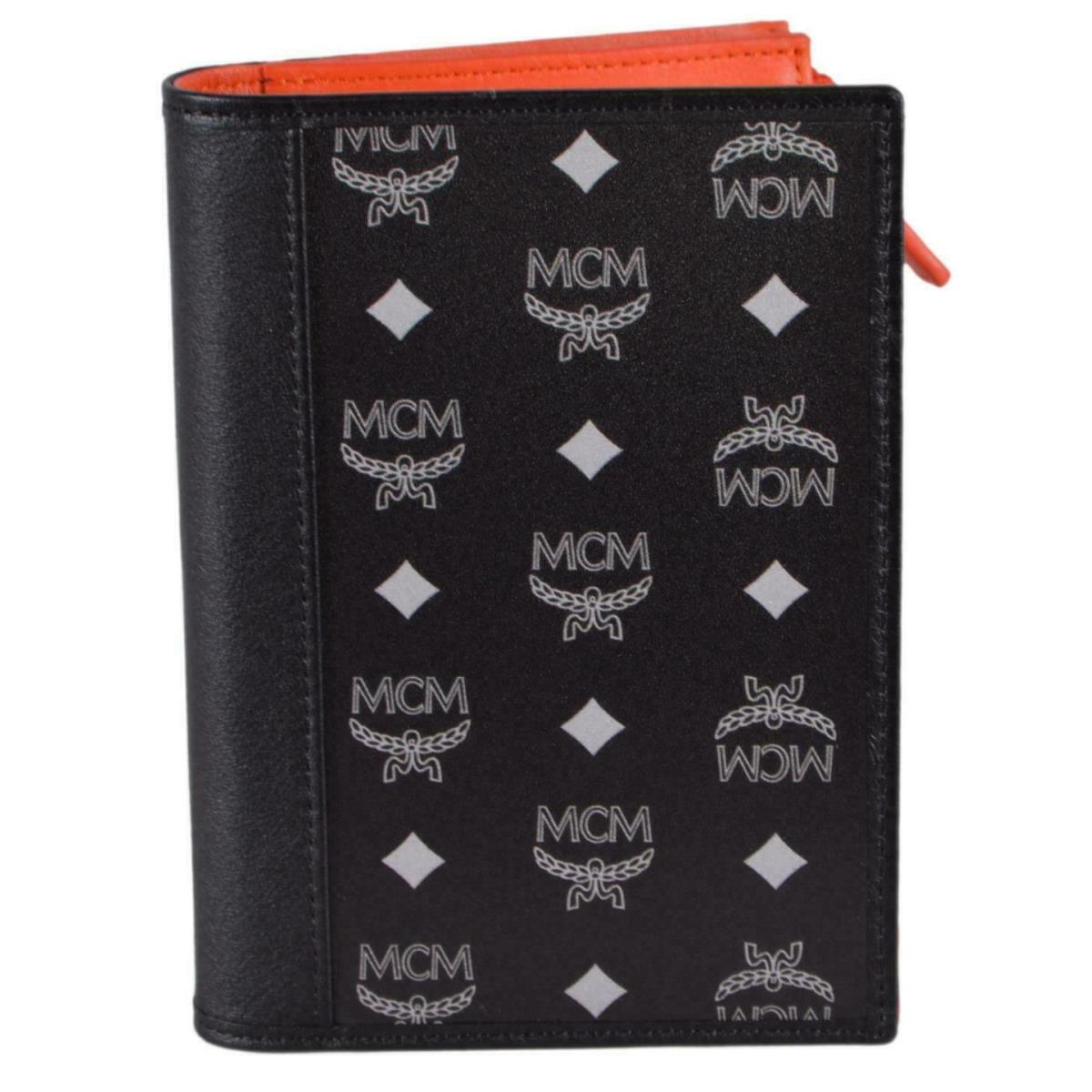 Mcm Estate Black Nylon Colorblock Passport Holder Wallet W/zip Compartment