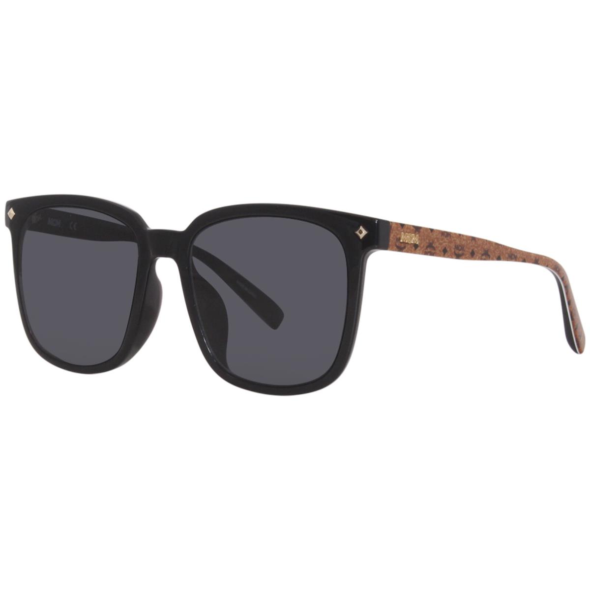 Mcm MCM720SLB 005 Sunglasses Women`s Black/cognac Visetos/grey Square Shape 54mm