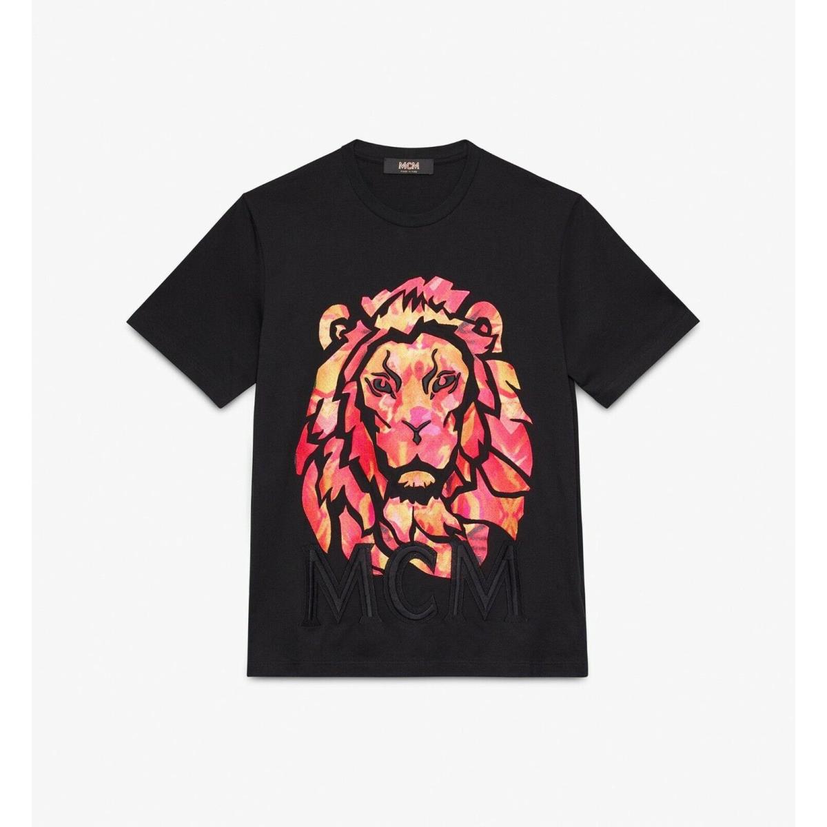 Mcm Women`s Black Cotton Munich Lion Embroidered Lion Head T-shirt S MFT9AV